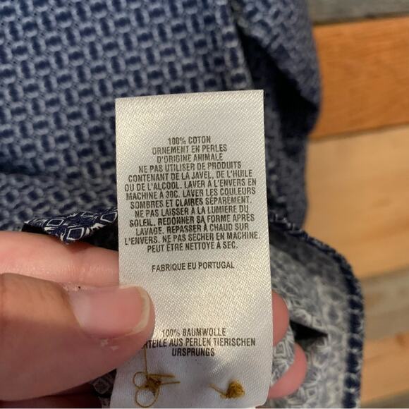 Ted Baker Dot Print Button Down Dress Shirt Navy Sz 6 (2XL) Office Preppy Dressy - Picture 14 of 16